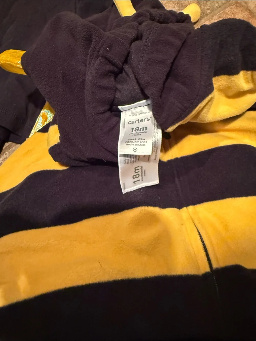 Carter's Black & Yellow Bee Costume Set with Hood